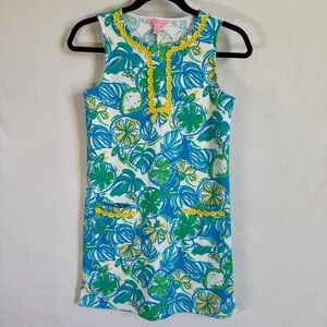 Lilly Pulitzer Girls Sweet & Sour Blue and Green Floral Dress